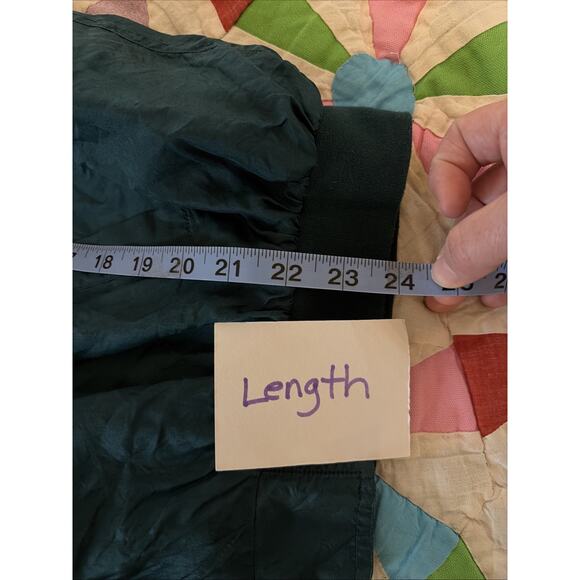 Vintage 80’s Protest 100% SILK Green Bomber Zip Jacket Men's XL Quiet Luxury - Picture 11 of 15